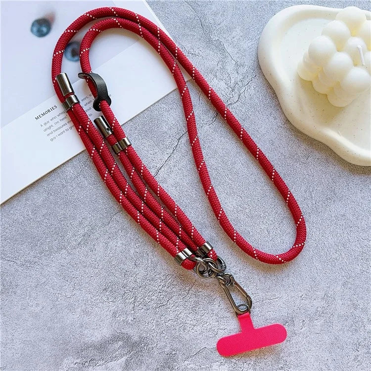 8mm Thick Adjustable Phone Lanyard Twill Pattern Neck Strap with Tether Tab, Total Length: 140cm