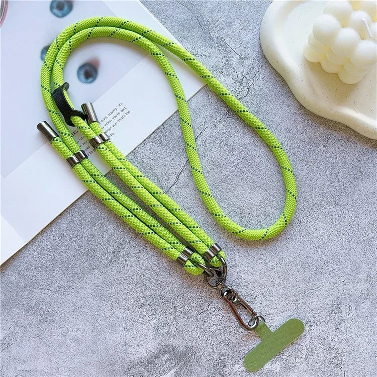 8mm Thick Adjustable Phone Lanyard Twill Pattern Neck Strap with Tether Tab, Total Length: 140cm