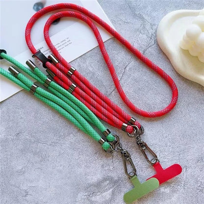 8mm Thick Adjustable Phone Lanyard Twill Pattern Neck Strap with Tether Tab, Total Length: 140cm