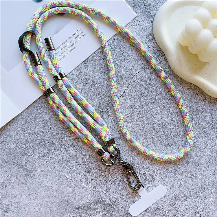 8mm Thick Adjustable Phone Lanyard Twill Pattern Neck Strap with Tether Tab, Total Length: 140cm