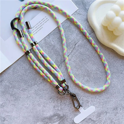 8mm Thick Adjustable Phone Lanyard Twill Pattern Neck Strap with Tether Tab, Total Length: 140cm