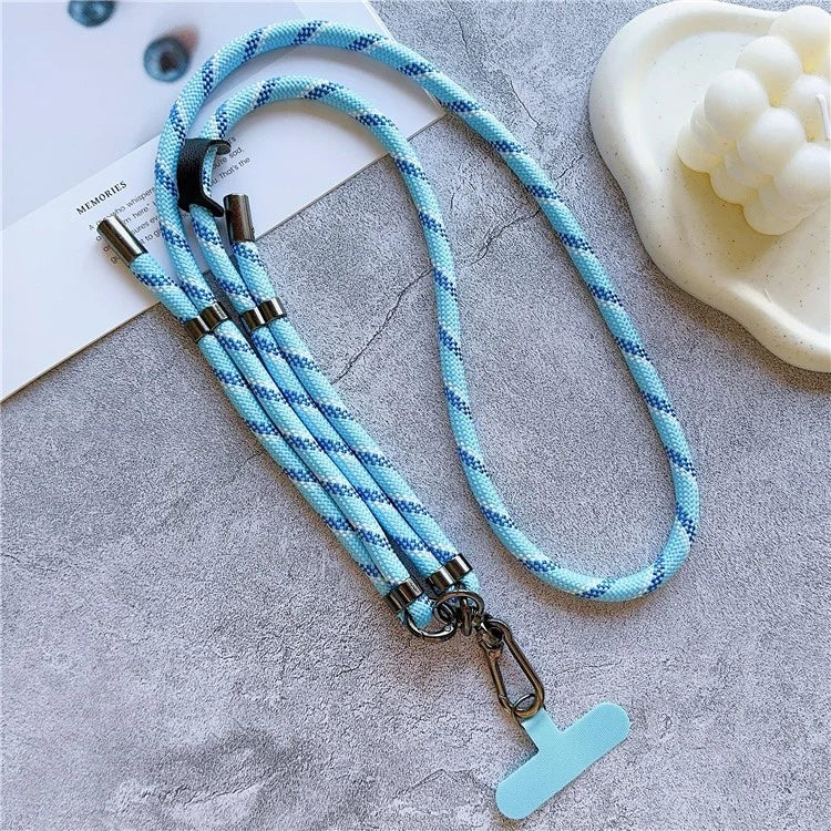 8mm Thick Adjustable Phone Lanyard Twill Pattern Neck Strap with Tether Tab, Total Length: 140cm
