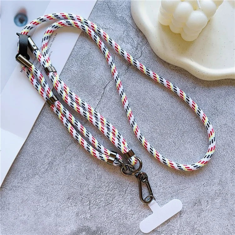 8mm Thick Adjustable Phone Lanyard Twill Pattern Neck Strap with Tether Tab, Total Length: 140cm