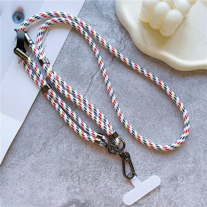 8mm Thick Adjustable Phone Lanyard Twill Pattern Neck Strap with Tether Tab, Total Length: 140cm