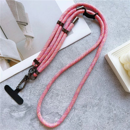 8mm Thick Phone Lanyard Adjustable Crossbody Rope Charm with Tether Tab, Total Length: 140cm