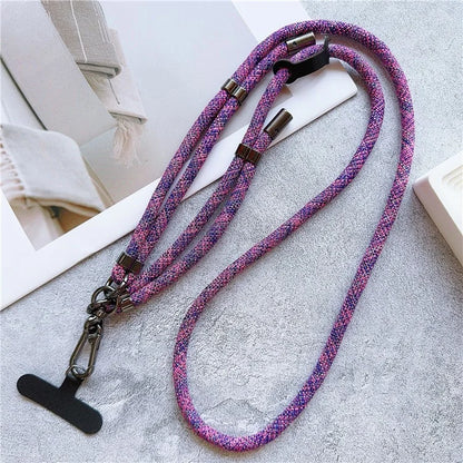 8mm Thick Phone Lanyard Adjustable Crossbody Rope Charm with Tether Tab, Total Length: 140cm