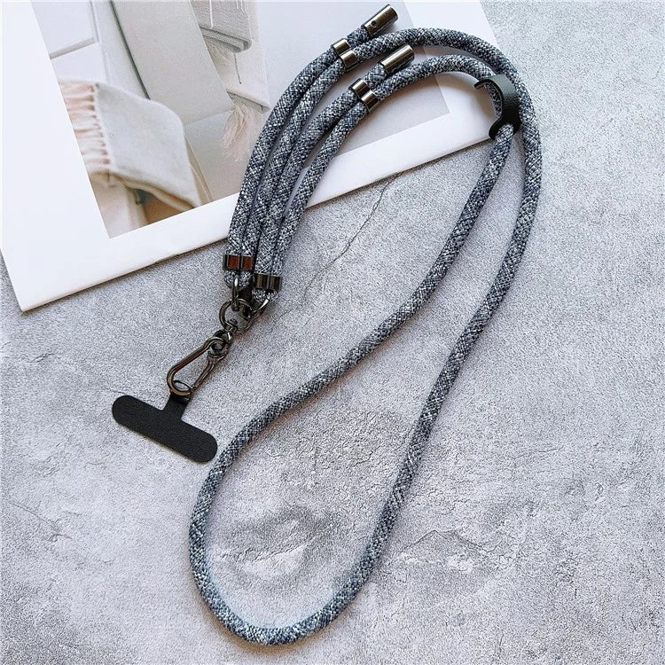 8mm Thick Phone Lanyard Adjustable Crossbody Rope Charm with Tether Tab, Total Length: 140cm