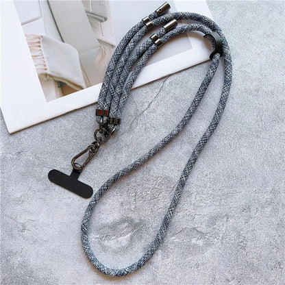 8mm Thick Phone Lanyard Adjustable Crossbody Rope Charm with Tether Tab, Total Length: 140cm