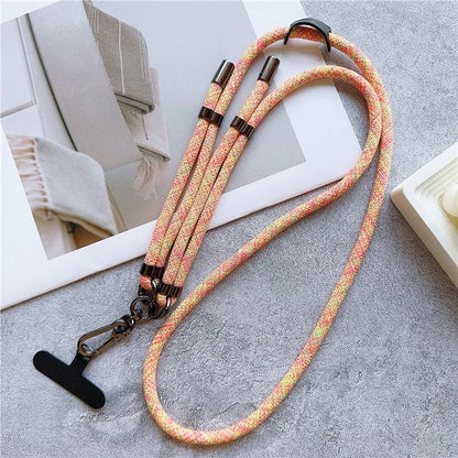 8mm Thick Phone Lanyard Adjustable Crossbody Rope Charm with Tether Tab, Total Length: 140cm
