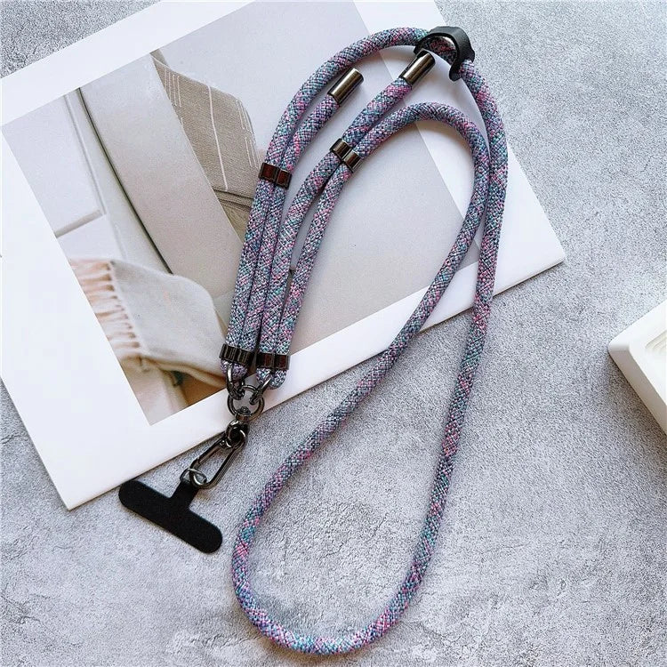 8mm Thick Phone Lanyard Adjustable Crossbody Rope Charm with Tether Tab, Total Length: 140cm