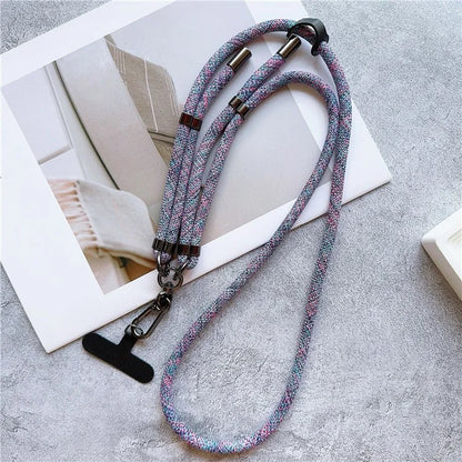 8mm Thick Phone Lanyard Adjustable Crossbody Rope Charm with Tether Tab, Total Length: 140cm