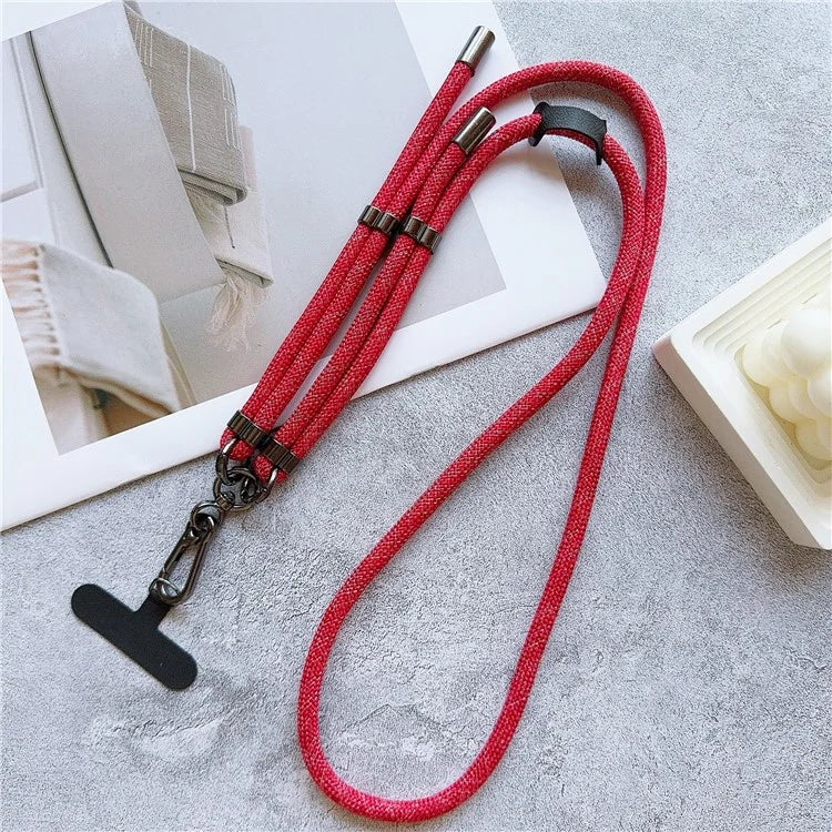 8mm Thick Phone Lanyard Adjustable Crossbody Rope Charm with Tether Tab, Total Length: 140cm
