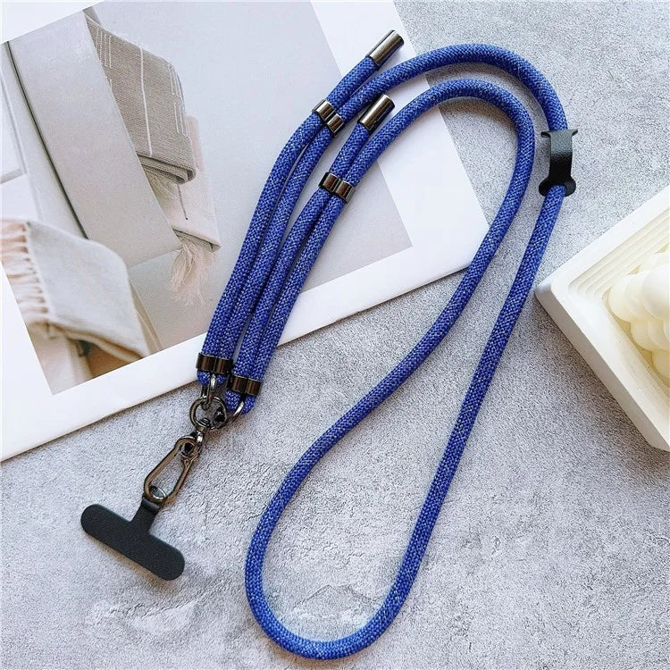8mm Thick Phone Lanyard Adjustable Crossbody Rope Charm with Tether Tab, Total Length: 140cm