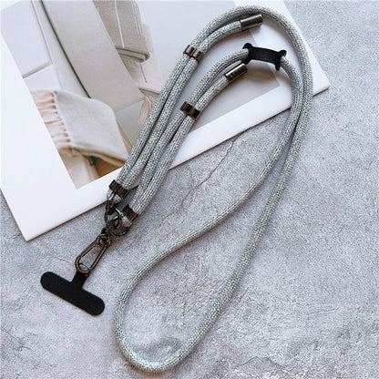 8mm Thick Phone Lanyard Adjustable Crossbody Rope Charm with Tether Tab, Total Length: 140cm