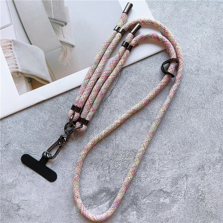 8mm Thick Phone Lanyard Adjustable Crossbody Rope Charm with Tether Tab, Total Length: 140cm