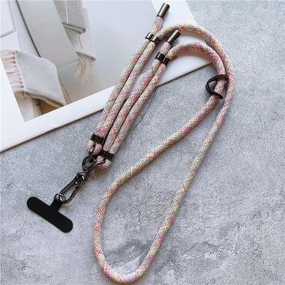 8mm Thick Phone Lanyard Adjustable Crossbody Rope Charm with Tether Tab, Total Length: 140cm