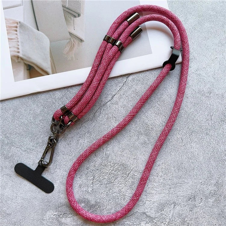 8mm Thick Phone Lanyard Adjustable Crossbody Rope Charm with Tether Tab, Total Length: 140cm