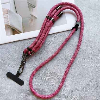 8mm Thick Phone Lanyard Adjustable Crossbody Rope Charm with Tether Tab, Total Length: 140cm