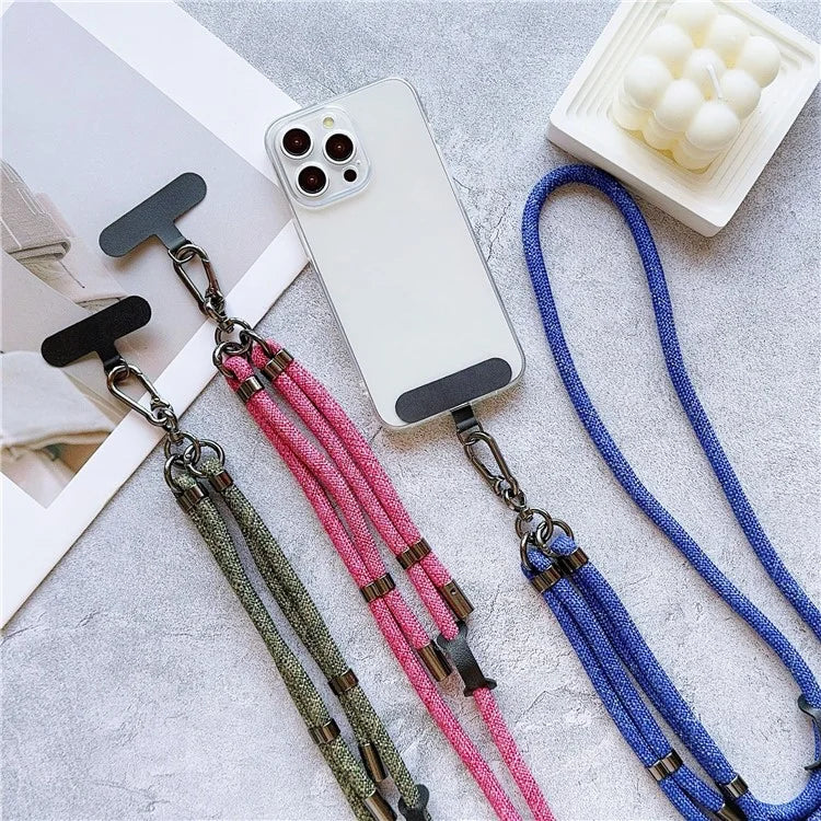 8mm Thick Phone Lanyard Adjustable Crossbody Rope Charm with Tether Tab, Total Length: 140cm