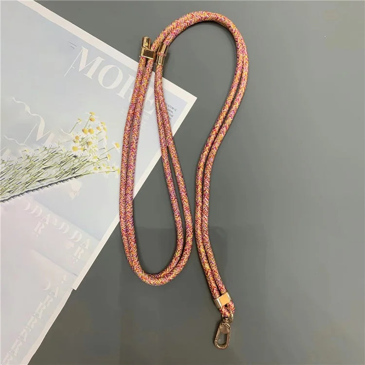 6mm Thick Rope Phone Lanyard Quick-Release Nylon Adjustable Strap with Tether Tab, Total Length: 150cm