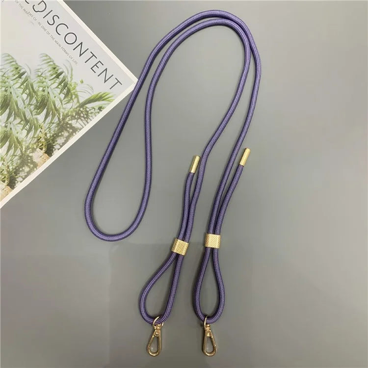 6mm Thick Nylon Phone Lanyard Dual-Side Adjustable Crossbody Strap with Tether Tab, Total Length: 150cm