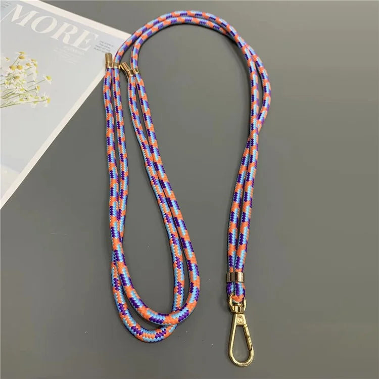 Phone Lanyard 6mm Thick Adjustable Nylon Neck Strap with Gold Clasp, Tether Tab, Total Length: 150cm