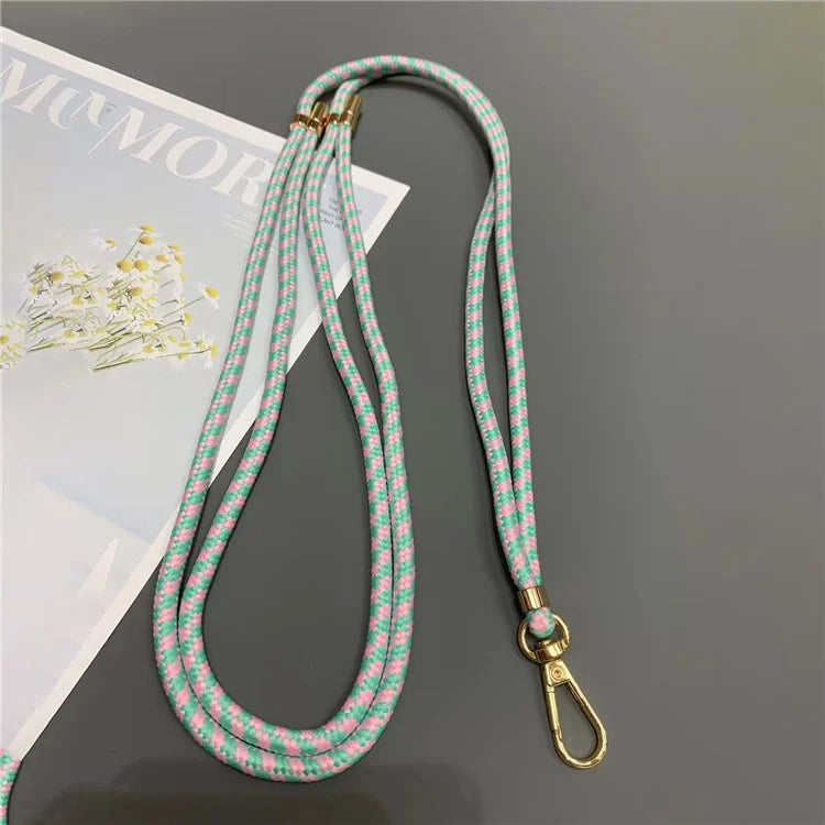 Phone Lanyard 6mm Thick Adjustable Nylon Neck Strap with Gold Clasp, Tether Tab, Total Length: 150cm