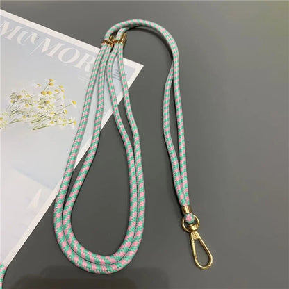 Phone Lanyard 6mm Thick Adjustable Nylon Neck Strap with Gold Clasp, Tether Tab, Total Length: 150cm