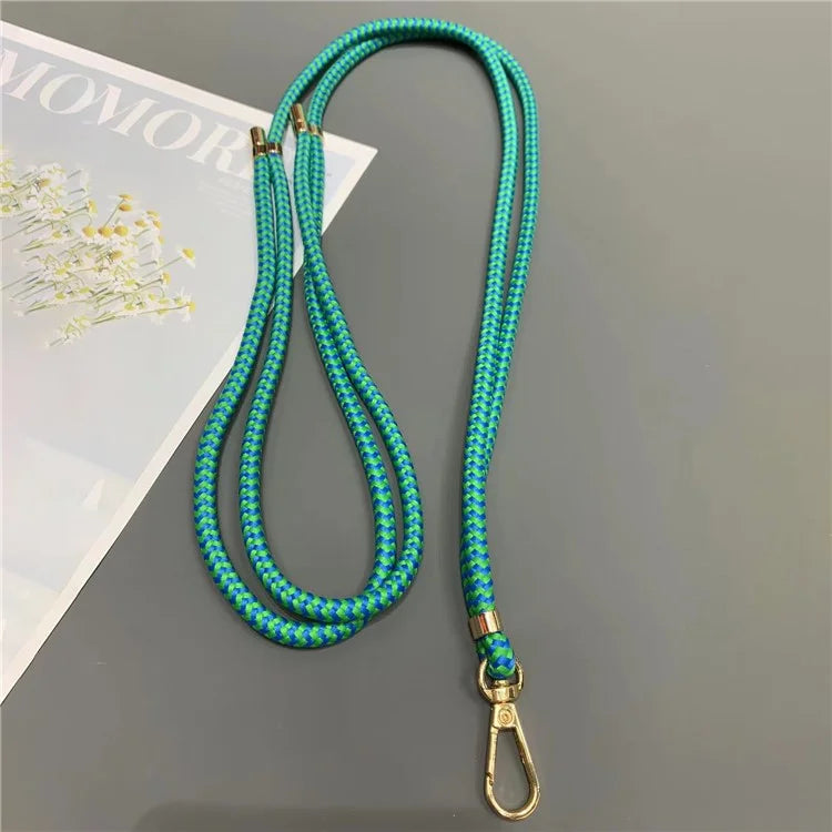 Phone Lanyard 6mm Thick Adjustable Nylon Neck Strap with Gold Clasp, Tether Tab, Total Length: 150cm