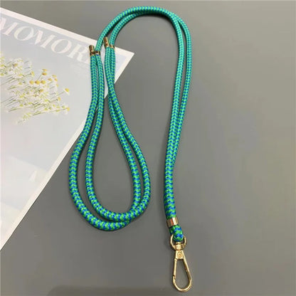 Phone Lanyard 6mm Thick Adjustable Nylon Neck Strap with Gold Clasp, Tether Tab, Total Length: 150cm