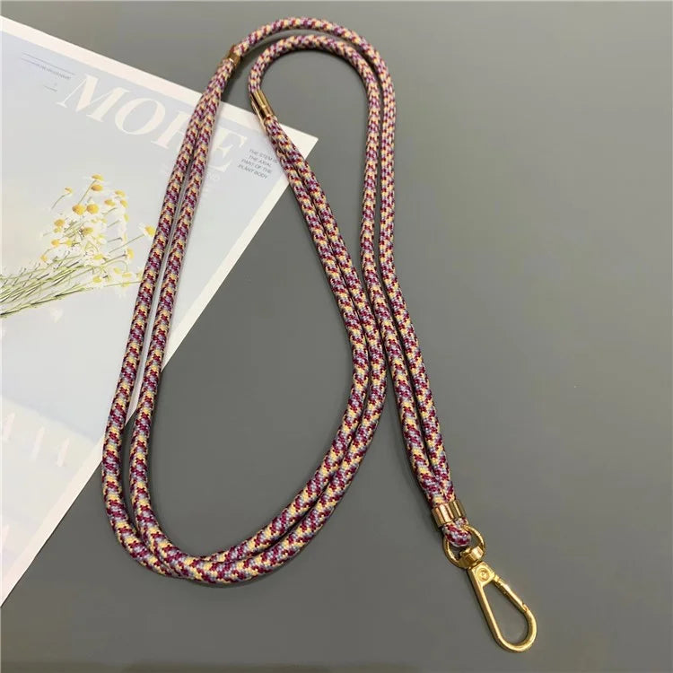 Phone Lanyard 6mm Thick Adjustable Nylon Neck Strap with Gold Clasp, Tether Tab, Total Length: 150cm