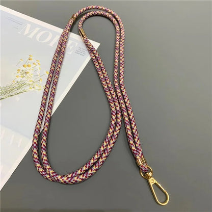 Phone Lanyard 6mm Thick Adjustable Nylon Neck Strap with Gold Clasp, Tether Tab, Total Length: 150cm