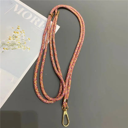 Phone Lanyard 6mm Thick Adjustable Nylon Neck Strap with Gold Clasp, Tether Tab, Total Length: 150cm