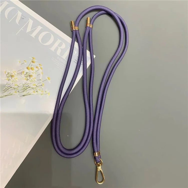 Phone Lanyard 6mm Thick Adjustable Nylon Neck Strap with Gold Clasp, Tether Tab, Total Length: 150cm