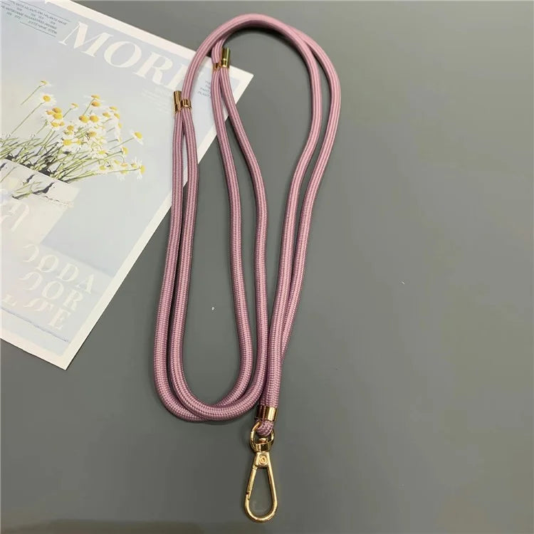 Phone Lanyard 6mm Thick Adjustable Nylon Neck Strap with Gold Clasp, Tether Tab, Total Length: 150cm