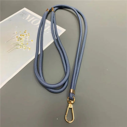 Phone Lanyard 6mm Thick Adjustable Nylon Neck Strap with Gold Clasp, Tether Tab, Total Length: 150cm