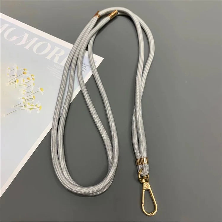 Phone Lanyard 6mm Thick Adjustable Nylon Neck Strap with Gold Clasp, Tether Tab, Total Length: 150cm