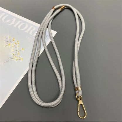 Phone Lanyard 6mm Thick Adjustable Nylon Neck Strap with Gold Clasp, Tether Tab, Total Length: 150cm