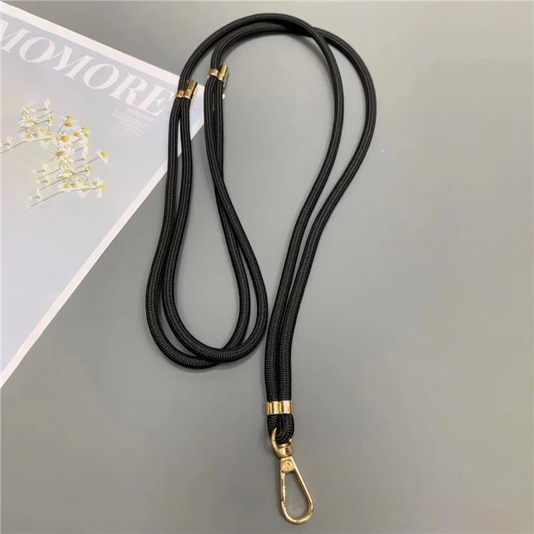Phone Lanyard 6mm Thick Adjustable Nylon Neck Strap with Gold Clasp, Tether Tab, Total Length: 150cm