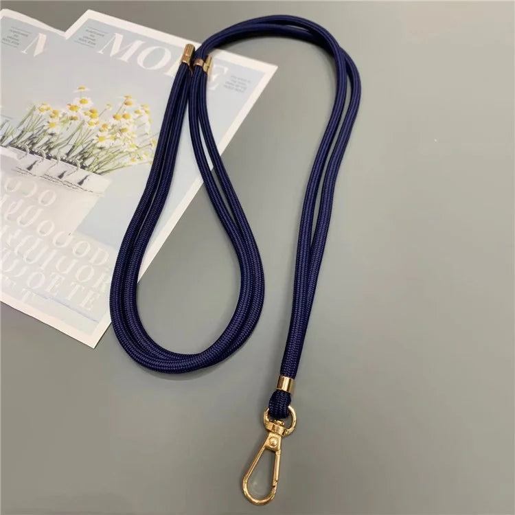 Phone Lanyard 6mm Thick Adjustable Nylon Neck Strap with Gold Clasp, Tether Tab, Total Length: 150cm