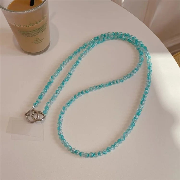 Universal Phone Lanyard 120cm Beaded Cell Phone Chain Crossbody Strap Anti-Theft with Tether Tab