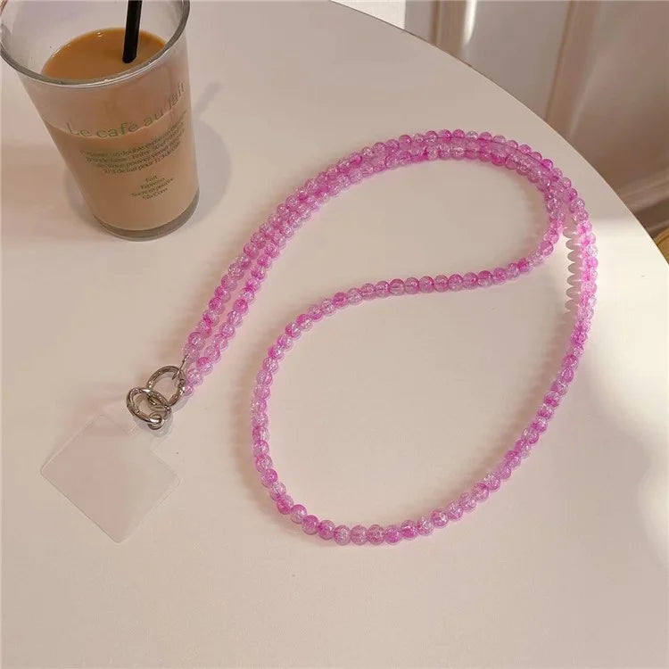 Universal Phone Lanyard 120cm Beaded Cell Phone Chain Crossbody Strap Anti-Theft with Tether Tab
