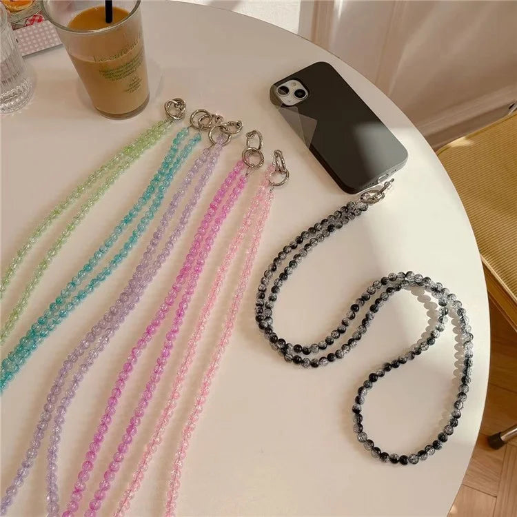 Universal Phone Lanyard 120cm Beaded Cell Phone Chain Crossbody Strap Anti-Theft with Tether Tab