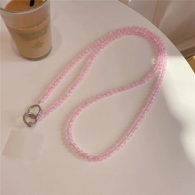 Universal Phone Lanyard 120cm Beaded Cell Phone Chain Crossbody Strap Anti-Theft with Tether Tab