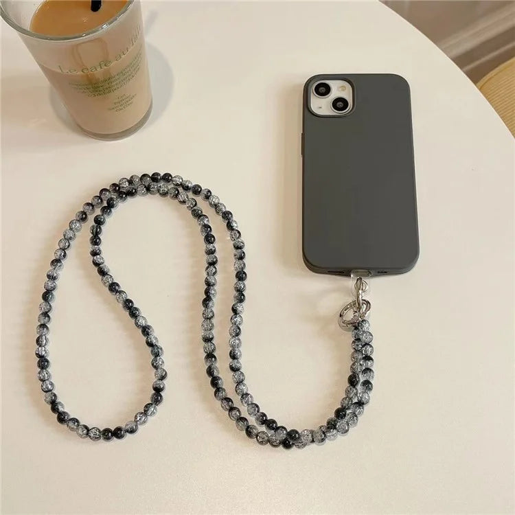 Universal Phone Lanyard 120cm Beaded Cell Phone Chain Crossbody Strap Anti-Theft with Tether Tab