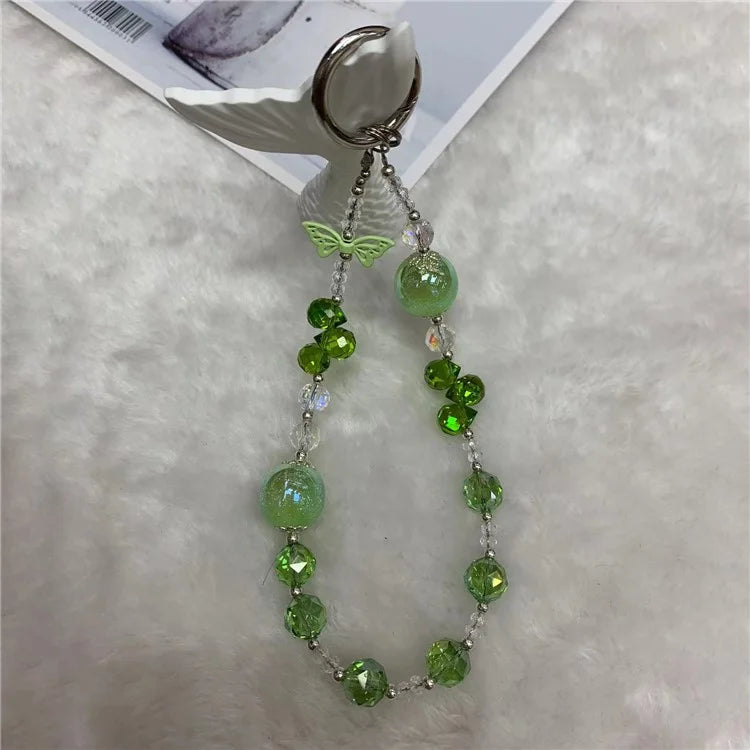 26cm Phone Charm Strap Lanyard Wrist Strap Beaded Phone Chain with Tether Tab