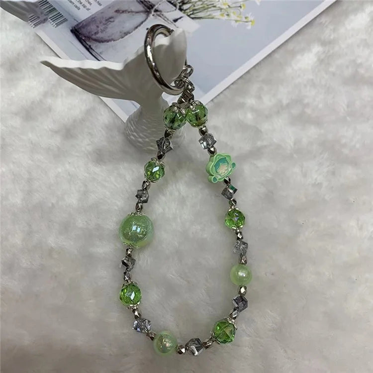 26cm Phone Charm Strap Lanyard Wrist Strap Beaded Phone Chain with Tether Tab