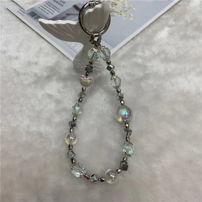 26cm Phone Charm Strap Lanyard Wrist Strap Beaded Phone Chain with Tether Tab