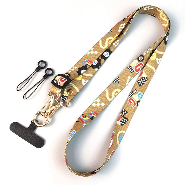 Crossbody Phone Lanyard Ethnic Style Nylon Phone Strap with Tether Tab + Hanging Ropes, Total Length: 120cm