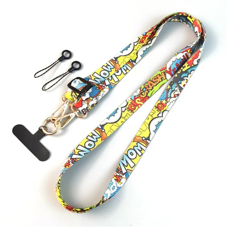 Crossbody Phone Lanyard Ethnic Style Nylon Phone Strap with Tether Tab + Hanging Ropes, Total Length: 120cm